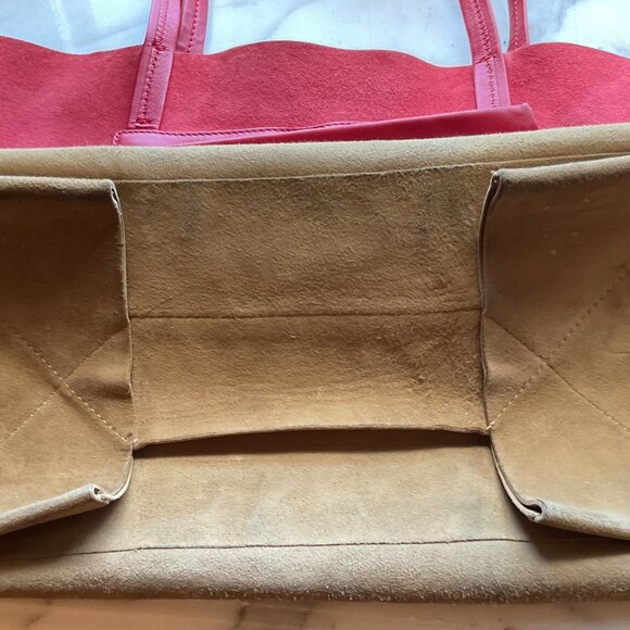 Celine Vertical HIPPO Horizontal Cabas bi-color Tote Red Brown - Picture 13 of 16